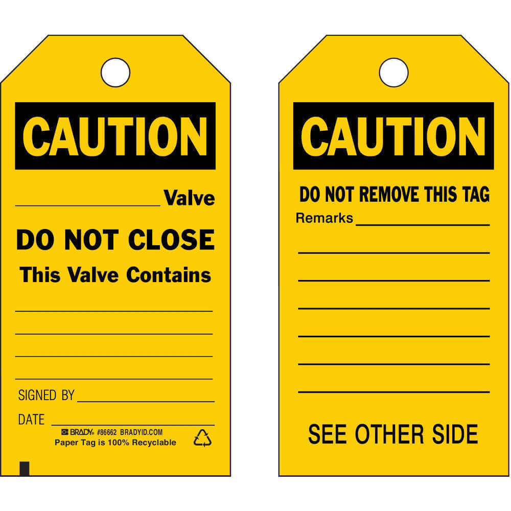 BRADY 86662 Caution Tag 5-3/4 x 3 Inch Black/yellow - Pack Of 100 | AF6CLJ 9WM07