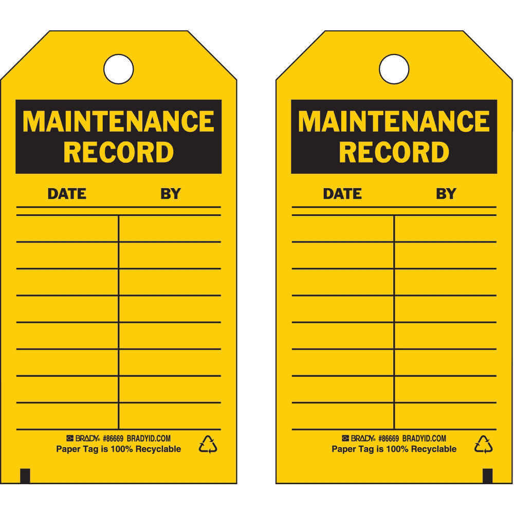 BRADY 86669 Maintenance Received Tag 5-3/4 x 3 Inch Black/yellow - Pack Of 100 | AF4WAE 9MAZ7