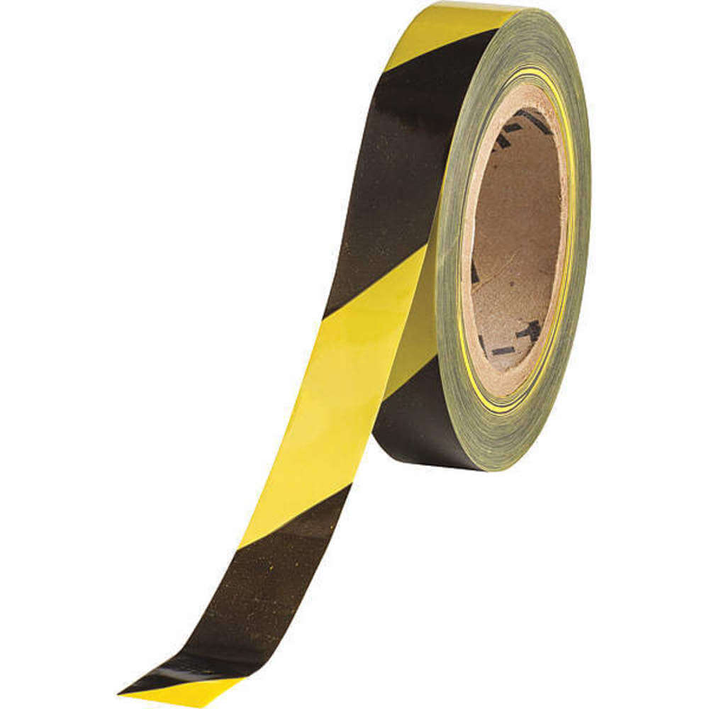 Barricade Tape, 500 ft x 1 Inch, No Legend, Polyethylene, Black/Yellow Color