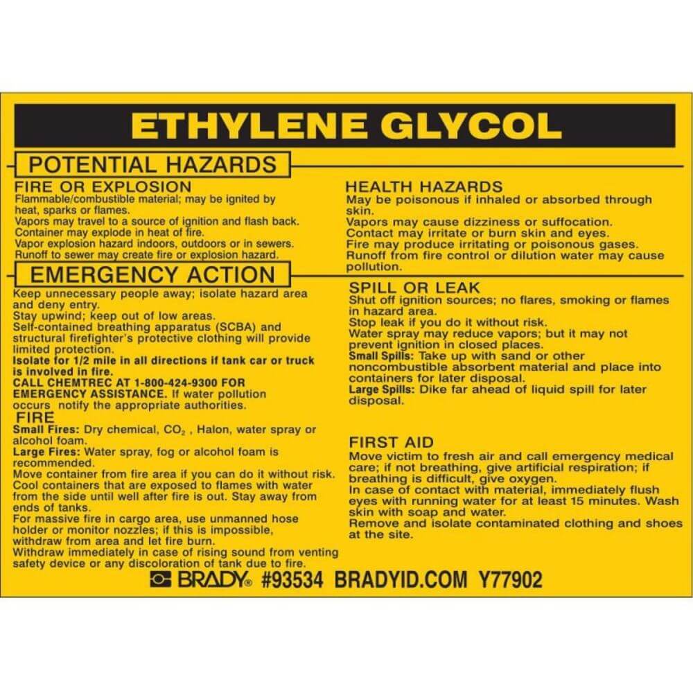 BRADY 93534 Chemical Label 3-3/4 Inch Height x 4-1/2 Inch Width Pk25 | AF7ANQ 20TH73