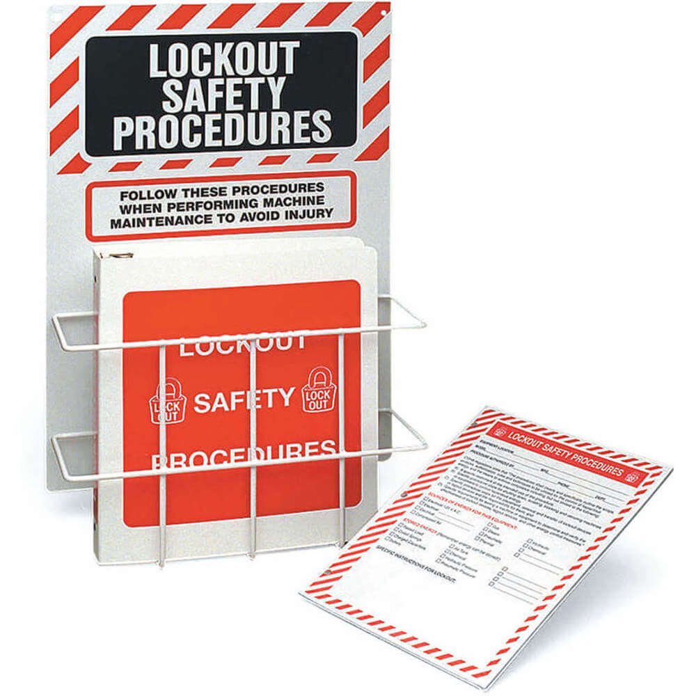 Lockout Safety Procedure Station, Binder, 20 x 14 x 4 1/2 Inch Size