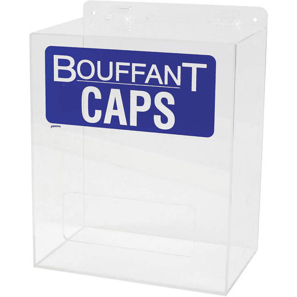 Bouffant Dispenser, Table/Wall, 12 x 8 x 14 Inch, Acrylic, Blue/Clear