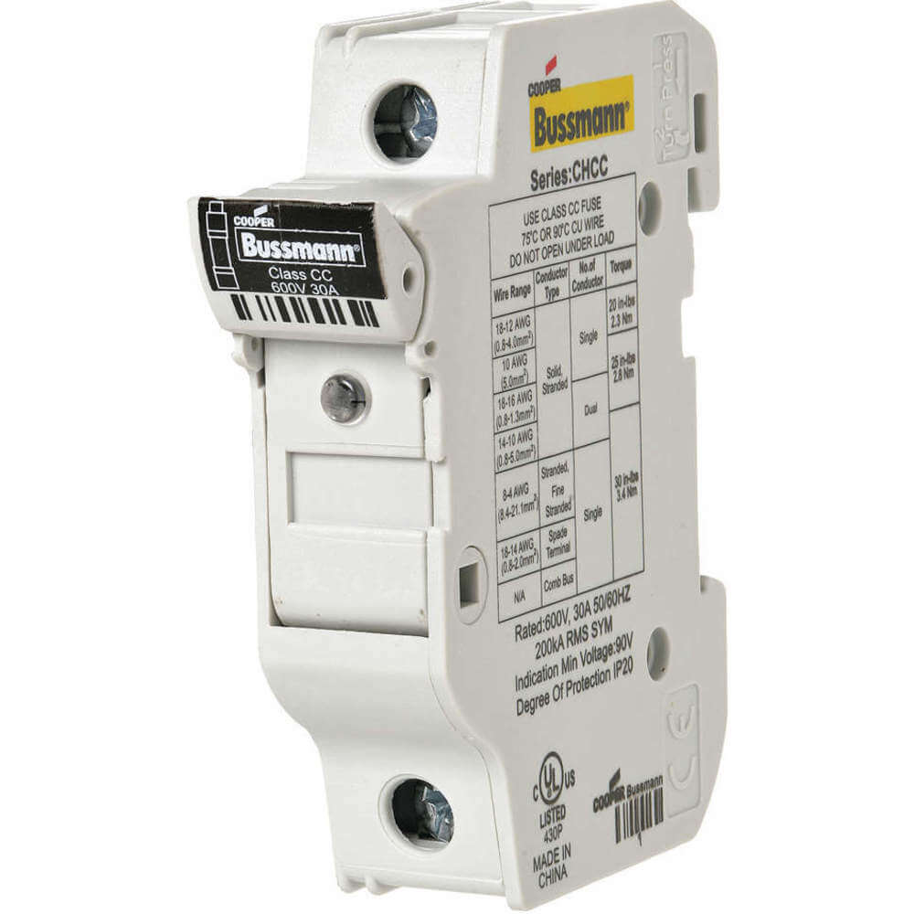 BUSSMANN CHCC1DIU Fuse Holder, Touch Safe, 30 A, 600 VAC/DC | AA4ZRM 13M216
