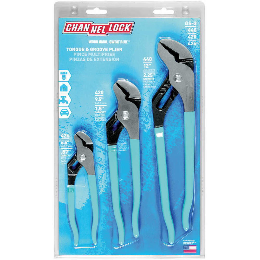 Tongue and Groove Plier Set, 3 Pc