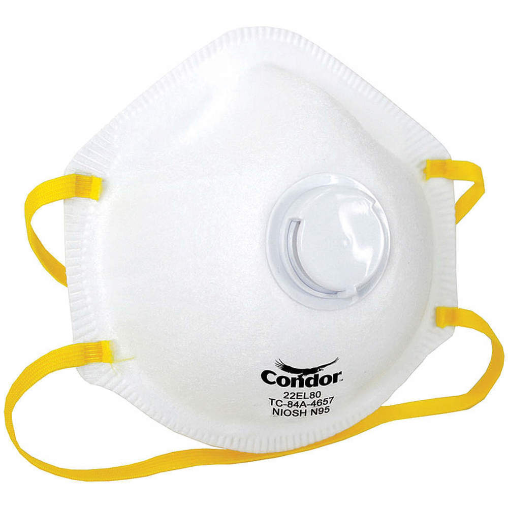 CONDOR 22EL80 Disposable Respirator, Dual, Non-Adj, Std, White, M Mask Size, N95, Molded, 10 PK | CR2BRC