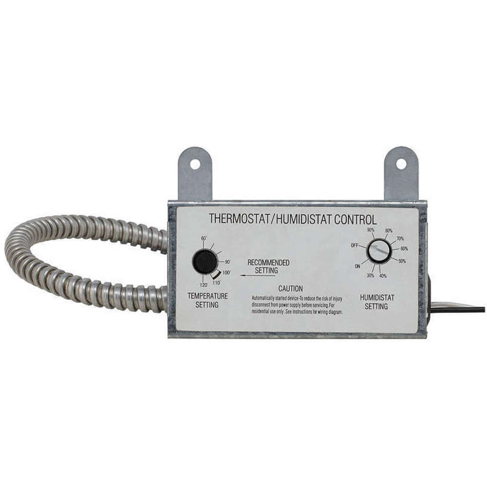 DAYTON 10N203 Attic Fan Tstat / Humidistat, 60 - 120 deg F, Galvinised Finish | AA2KET