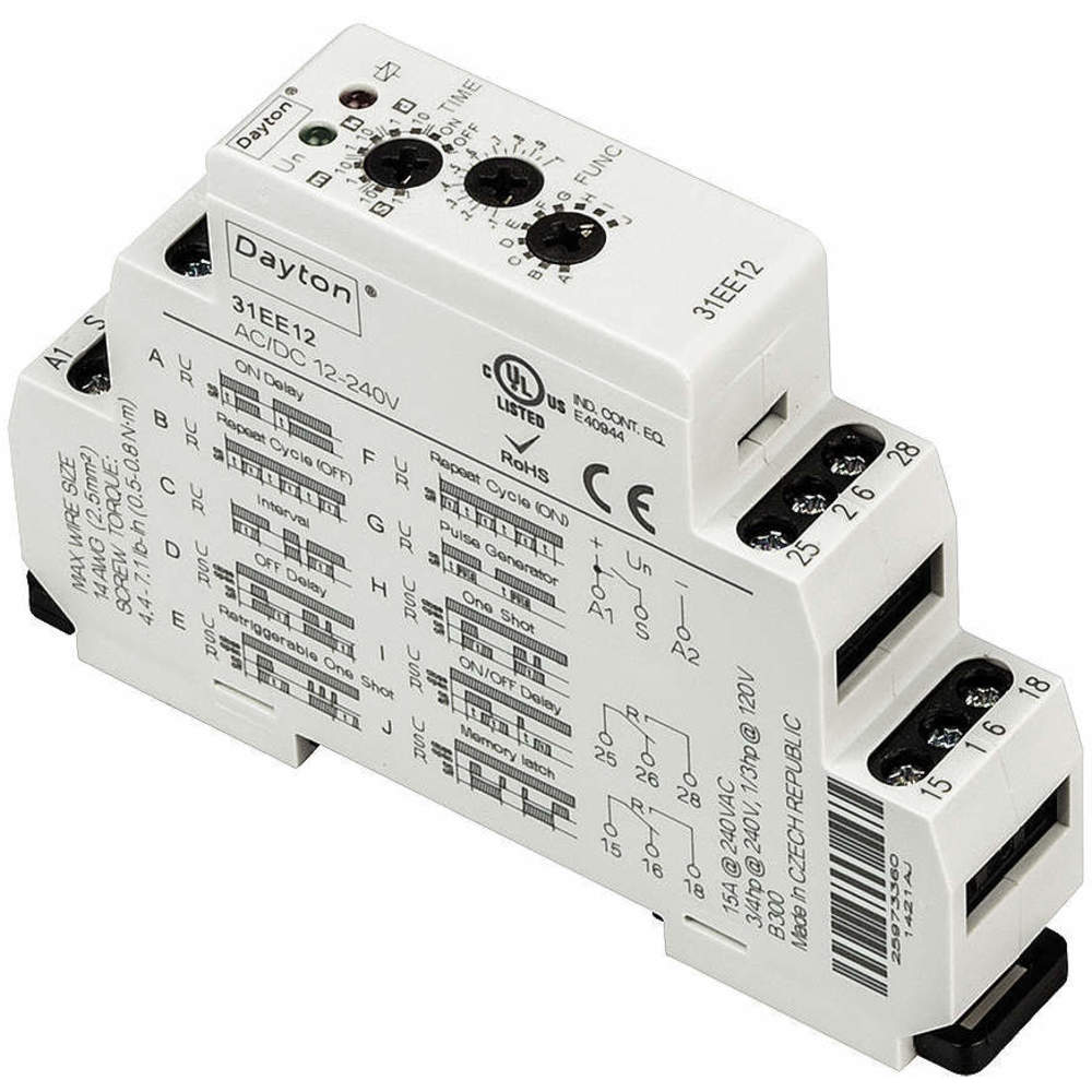 DAYTON 31EE12 Timer Relay 240 Hr 8 P 15a Dpdt 12/240v | AG2BND