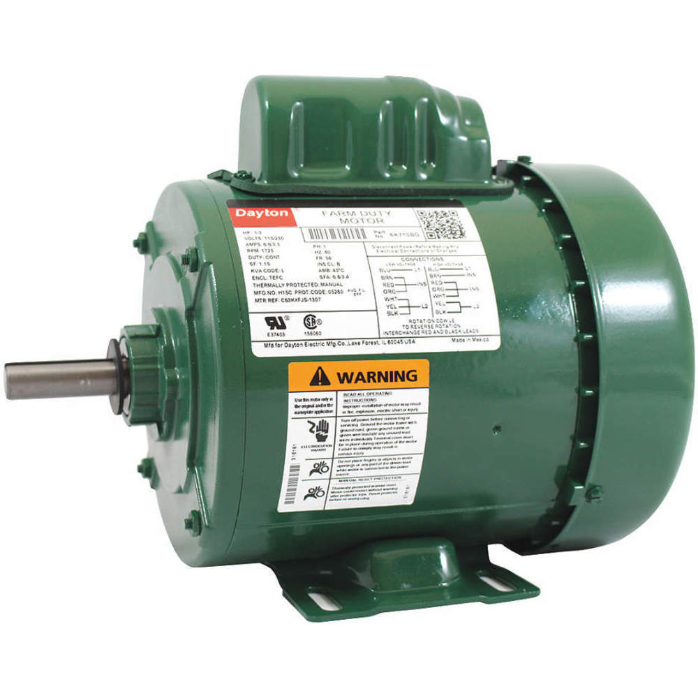 DAYTON 6K710 Farm Duty Motor Capacitor Start TEFC 1/3hp 1725rpm | AJ2JJY