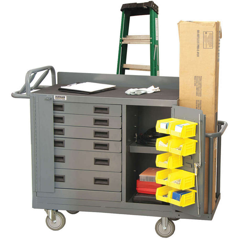 Mobile Maintenance Cart, 6 Drawer, 9 Yellow Bin