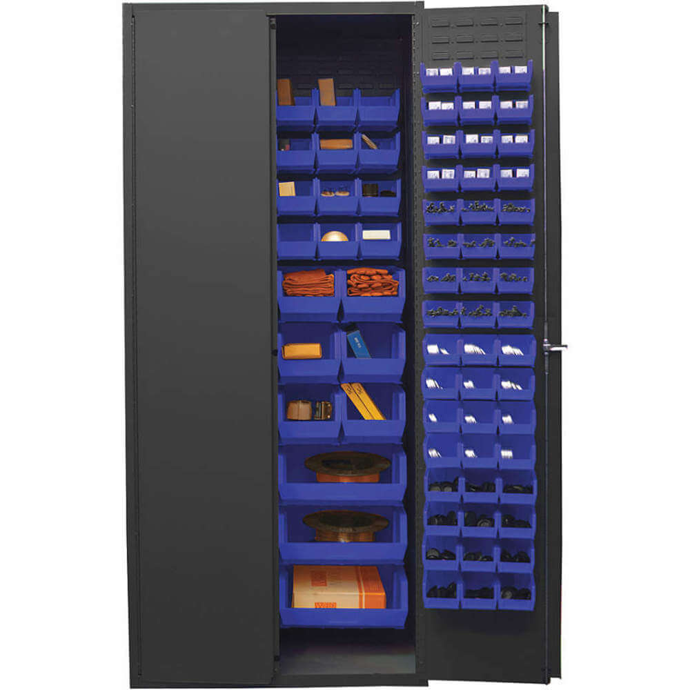 DURHAM MANUFACTURING 2500-138B-5295 Industrial Cabinet, 16 Gauge, 138 Bin, Height 84 Inch, Blue | AH6RLN 36EZ69