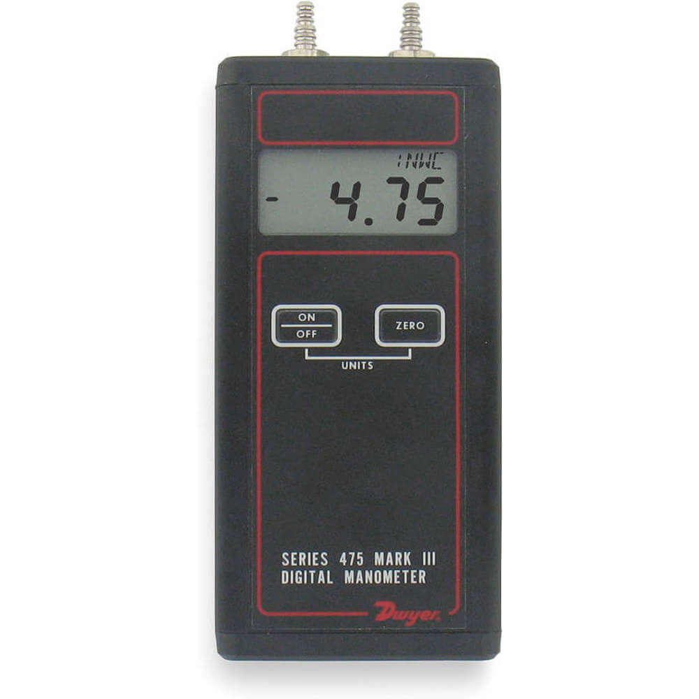 Handheld Manometer, Digital, Fits 1/8 or 3/16 Inch ID Tubing