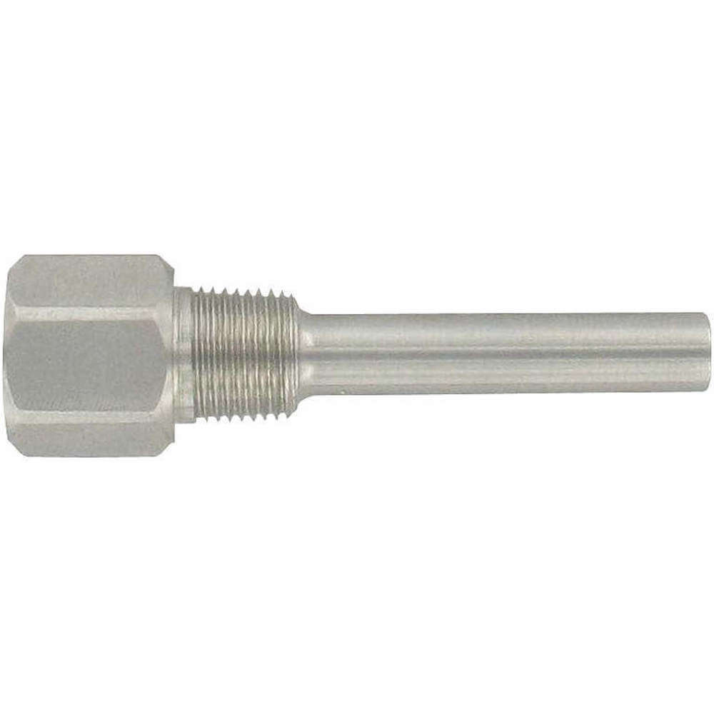 Industrial Thermowell, 304 Stainless Steel, 0.25 Inch Bore Dia.