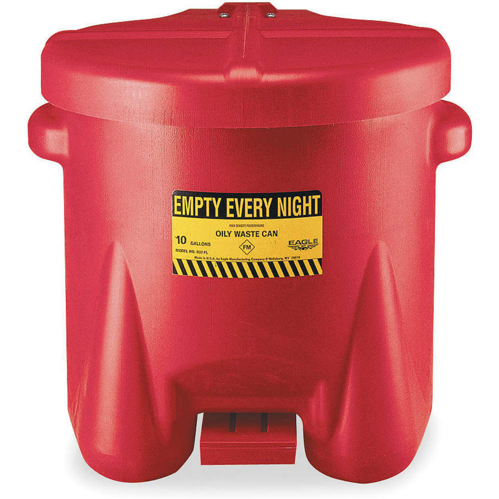 Oily Waste Can 10 Gallon Polypropylene Red