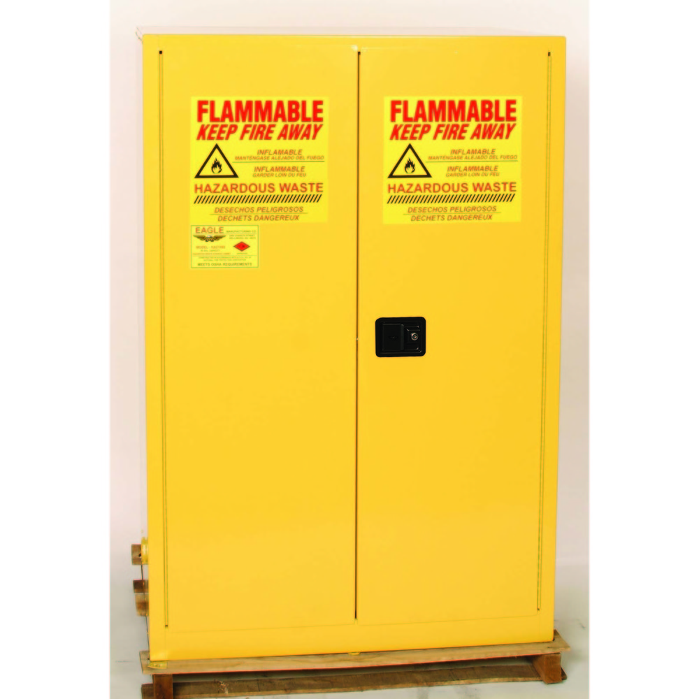 EAGLE HAZ9010 HAZ-MAT Safety Cabinet, 60 Gallon, Yellow, Two Door, Self Close | AG8DCX