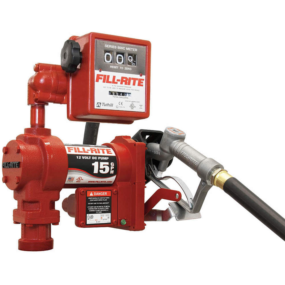 DC Fuel Transfer Pump, 15 gpm, 1/4 HP, Cast Iron Housing