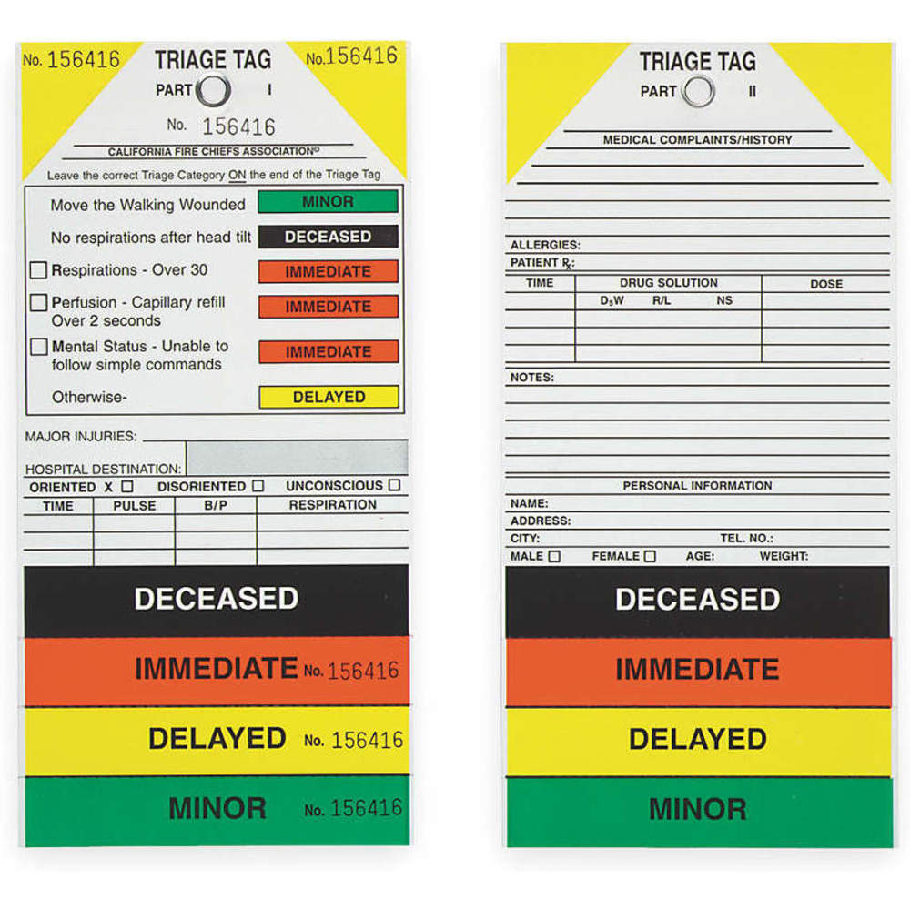 Triage Tag 8-11/16 x 4-1/4 Inch