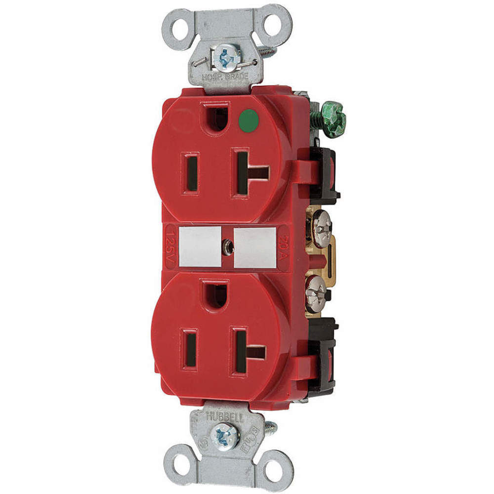 HUBBELL WIRING DEVICE-KELLEMS 8300RED Receptacle 125V 20A 1 HP | AF9LHK 30CZ78