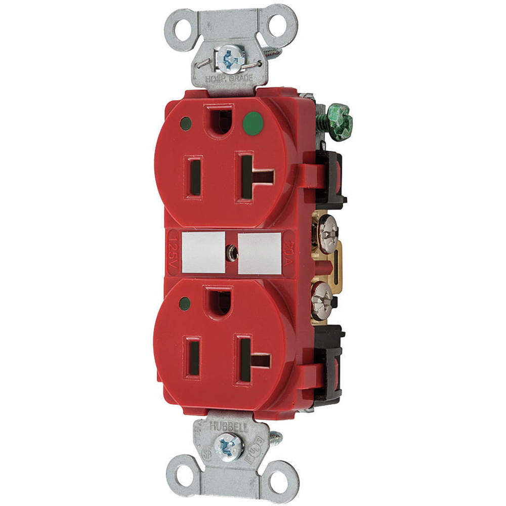HUBBELL WIRING DEVICE-KELLEMS 8300REDL Receptacle 125V 20A 1 HP | AF9LHE 30CZ68