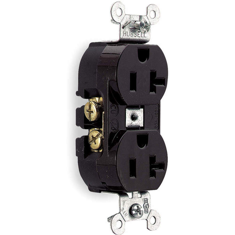 HUBBELL WIRING DEVICE-KELLEMS CR20 Straight Receptacle, Duplex, 20A 125V, Brown, 1 Pk | AB4DPW 1XC04