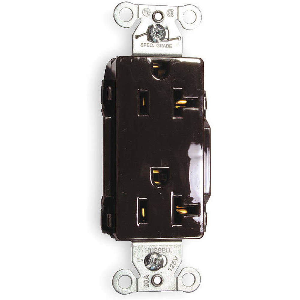 HUBBELL WIRING DEVICE-KELLEMS DR20 Straight Receptacle, Duplex, 20A 125V, Brown, 1 Pk | AC8UKW 3DVU8