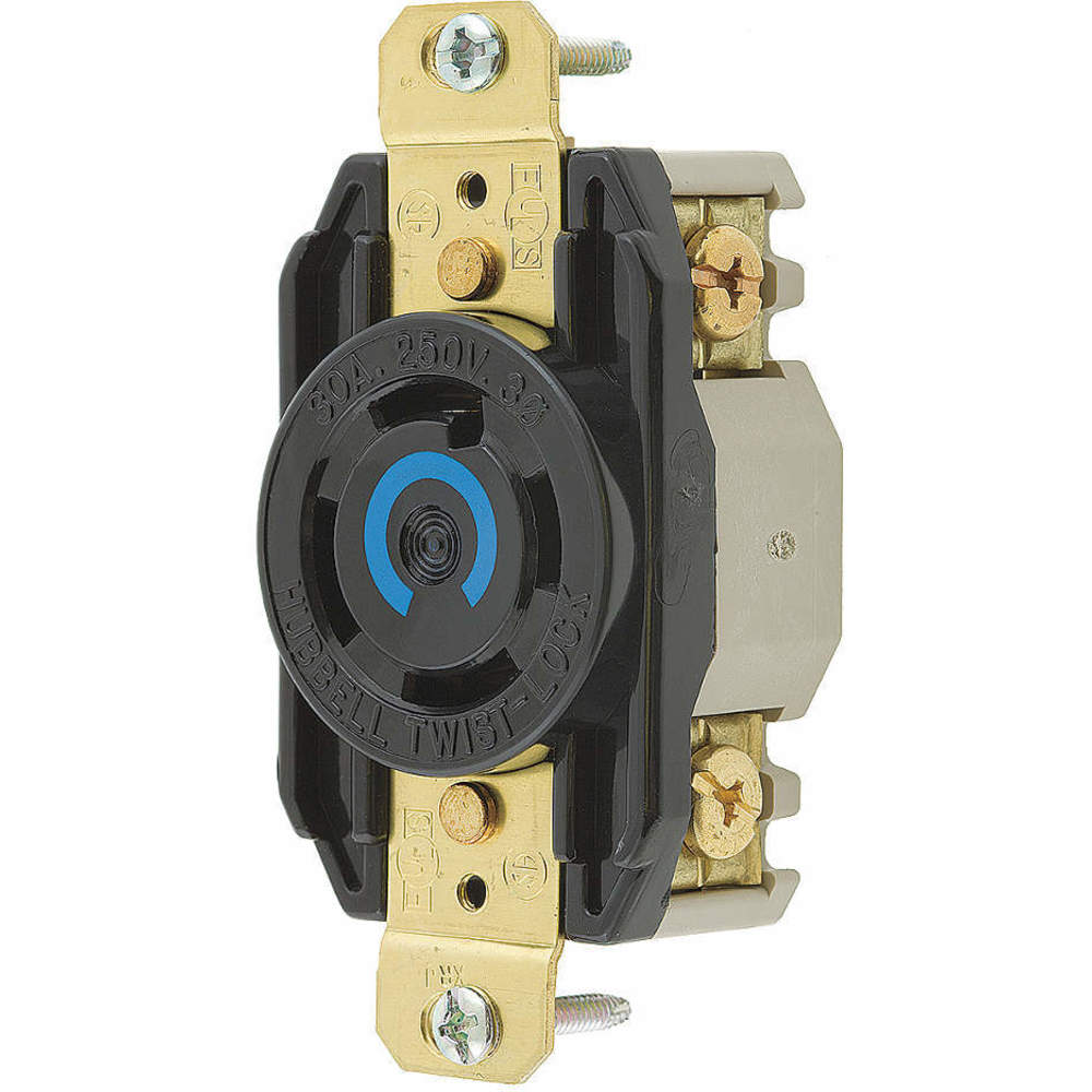 Flush Receptacle, 30A, 3-Phase, Delta, 250VAC, 3-Pole, 4-Wire Grounding