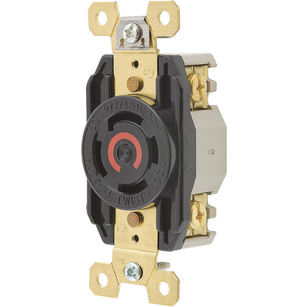 HUBBELL WIRING DEVICE-KELLEMS HBL2760 Flush Receptacle, 30A, 3-Phase, Wye 277/480VAC, 4-Pole, 4-Wire Non-Grounding | AC8PYA 3D100