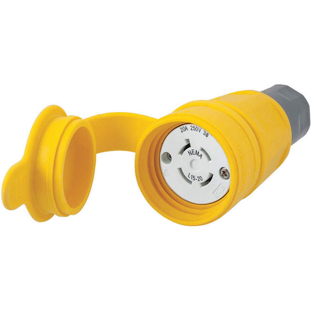 HUBBELL WIRING DEVICE-KELLEMS HBL27W75 Connector, 20A, 3 Phase, 250VAC, 3 Pole, 4 Wire, Yellow | AH8XMT 39AW43