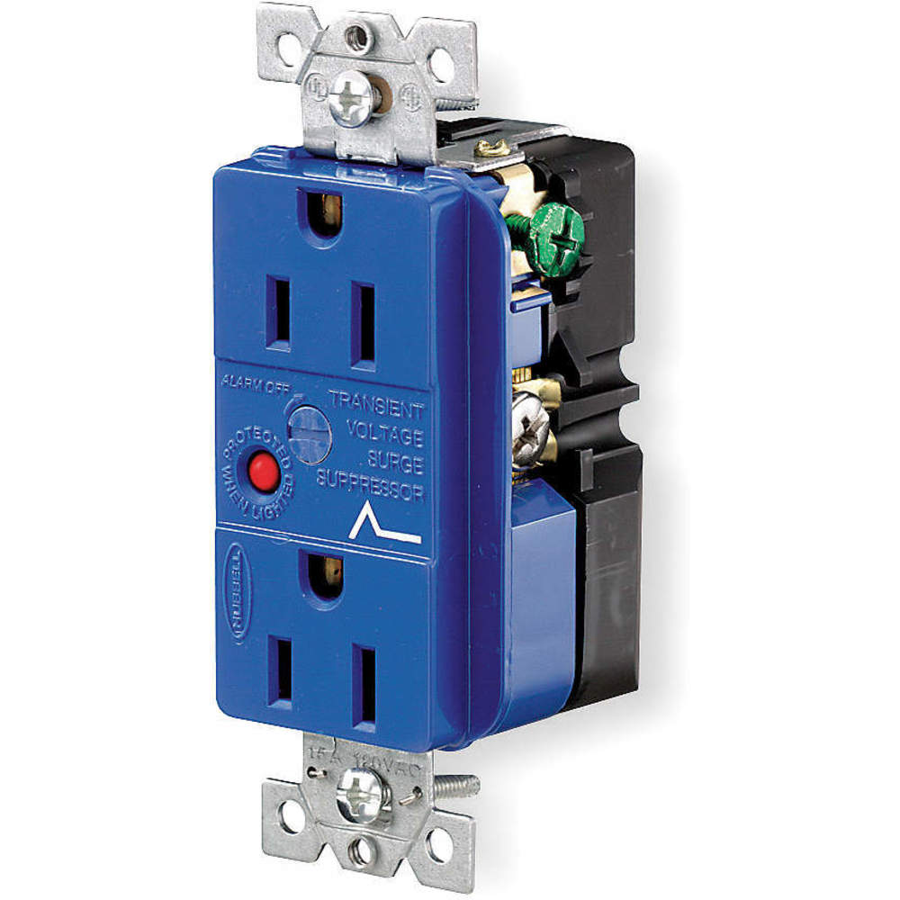 HUBBELL WIRING DEVICE-KELLEMS HBL5260SA Duplex Receptacle, With Light, 15A, 125V, Blue | AC8QBE 3D184