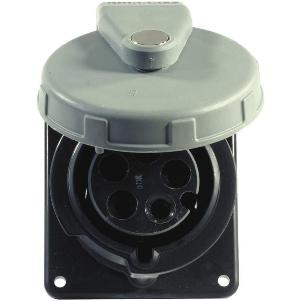 HUBBELL WIRING DEVICE-KELLEMS HBL530R5W Iec Pin And Sleeve Receptacle, Female, 30 A, 347 - 600 VAC, 4 Pole, Black | AC8QNB 3D888