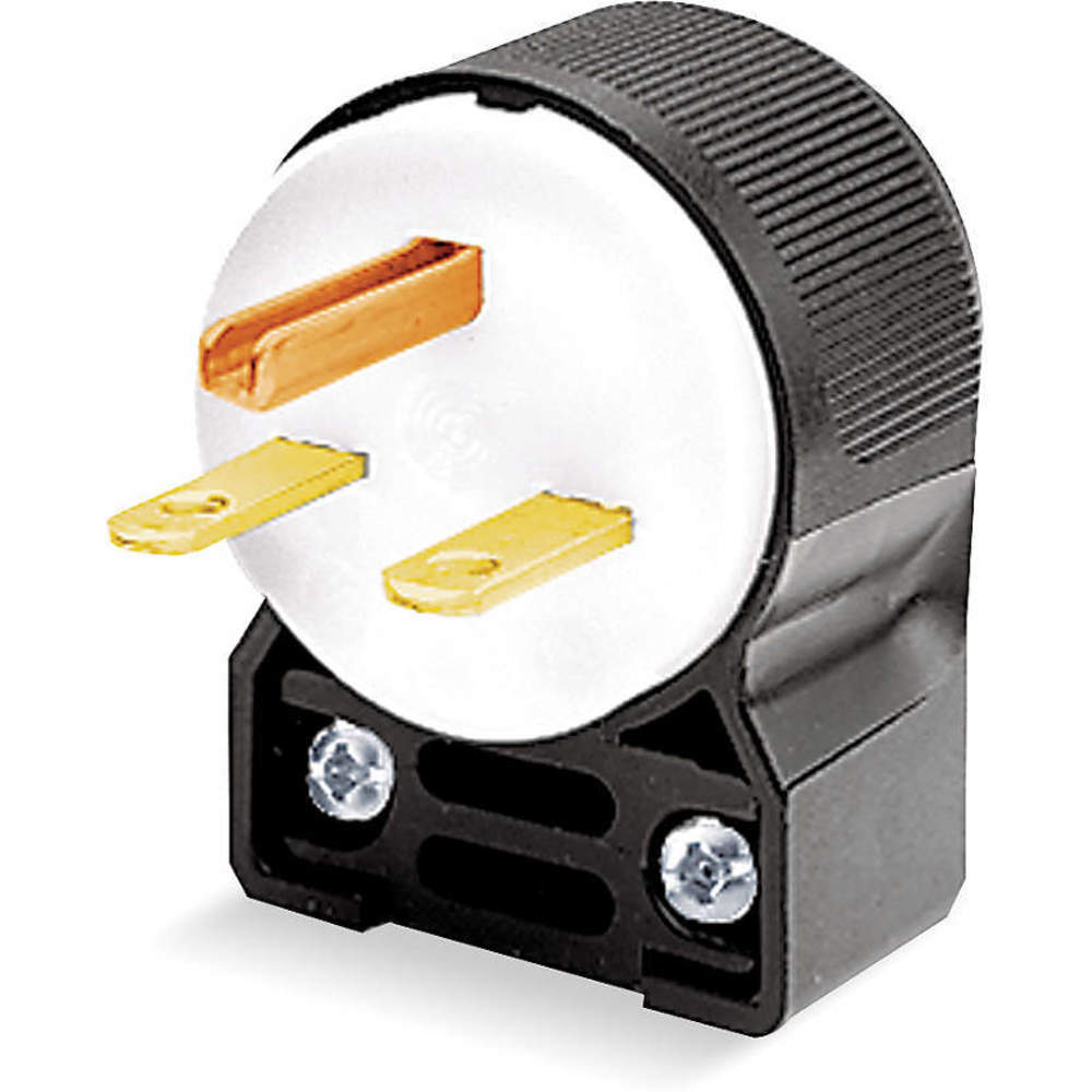 Straight Angle Plug, 2-P 3-W Grounding, 15A 250V, 6-15P, Black And White