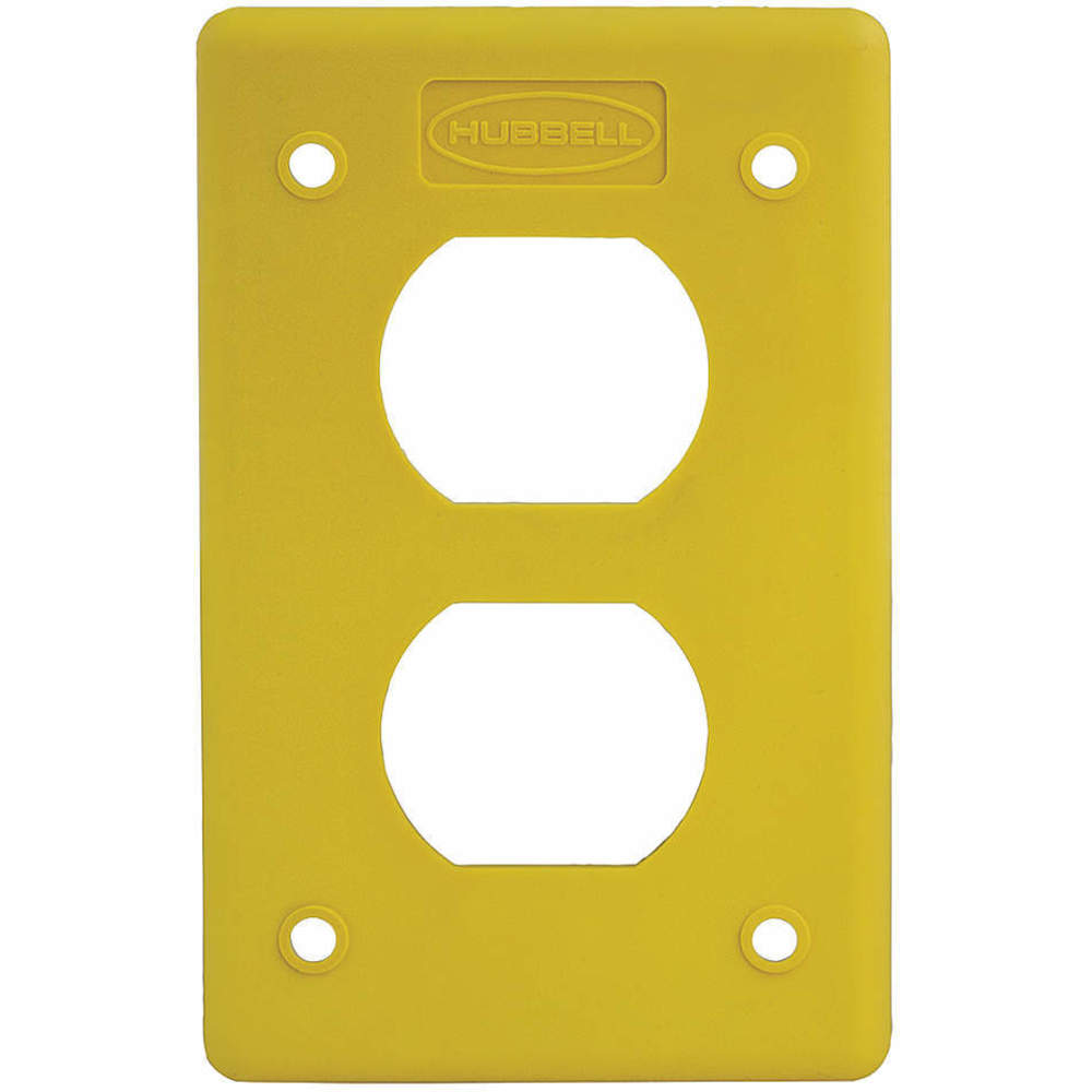 Box Cover, 1-Gang, Duplex Opening, For Portable Outlet Box, Yellow