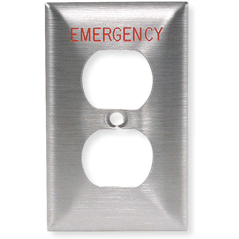 HUBBELL WIRING DEVICE-KELLEMS SS8MEV Wallplate, 1-Gang, 1 Duplex Opening, Standard Size, Stainless Steel | AC8QJB 3D446