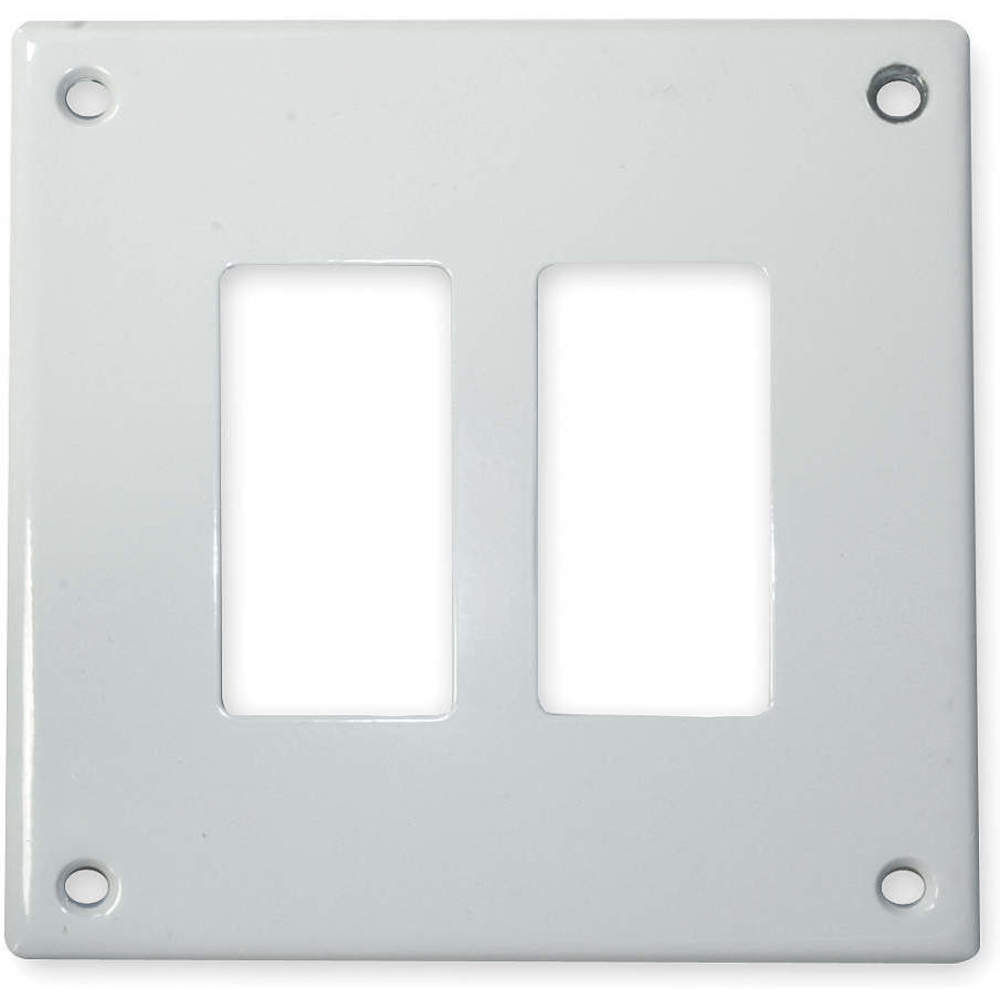 HUBBELL WIRING DEVICE-KELLEMS SWP262 Security Wallplate, 2-Gang, 2 Gfci Openings, Standard Size, White, Steel | AC9VTP 3KT97