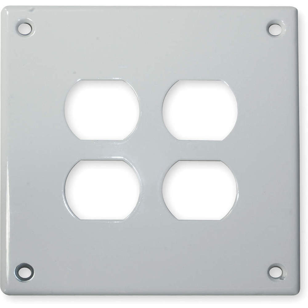 HUBBELL WIRING DEVICE-KELLEMS SWP82 Security Wallplate, 2-Gang, 2 Duplex Openings, Standard Size, White, Steel | AC9VXU 3KV03