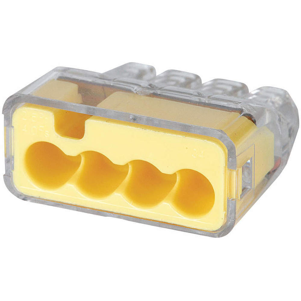 IDEAL 30-1034 Push Inch Connector 4 Port Yellow - Pack of 100 | AE3PHL 5EKL4