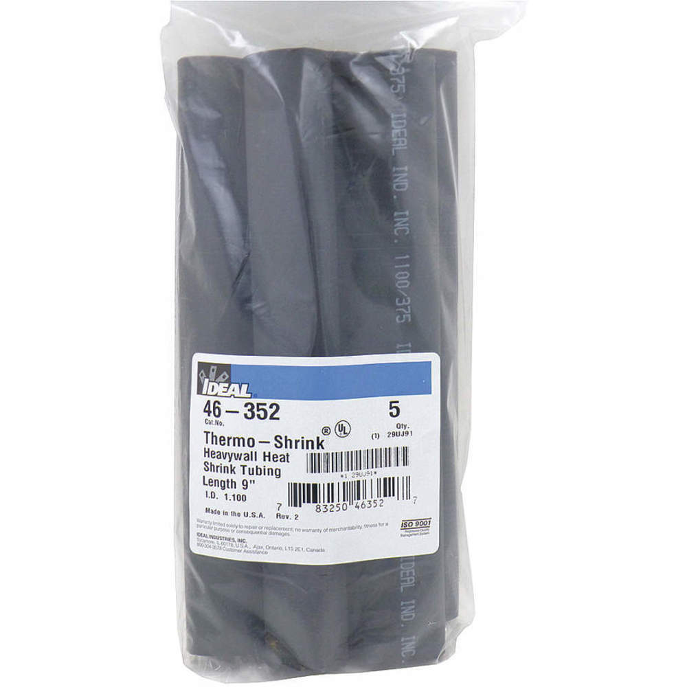 IDEAL 46-352 Shrink Tubing 1.1 Inch Id Black 9 Inch Pk 5 | AF9CUX 29UJ91