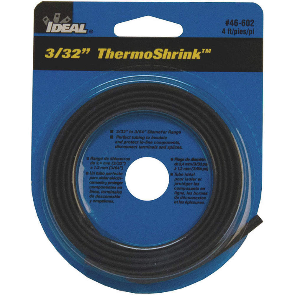 IDEAL 46-602 Shrink Tubing 0.122 Inch Id Black 4 Feet Pk 5 | AF9CUB 29UJ72