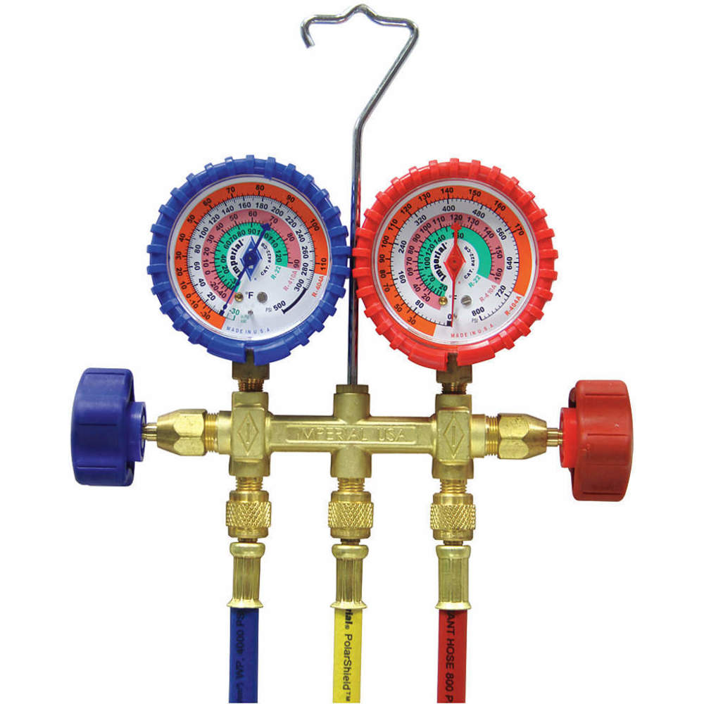 IMPERIAL 443-C Mechanical Manifold Gauge Set, 1/4 Inch Inlet, 2 Valves | AC6UYQ 36J595