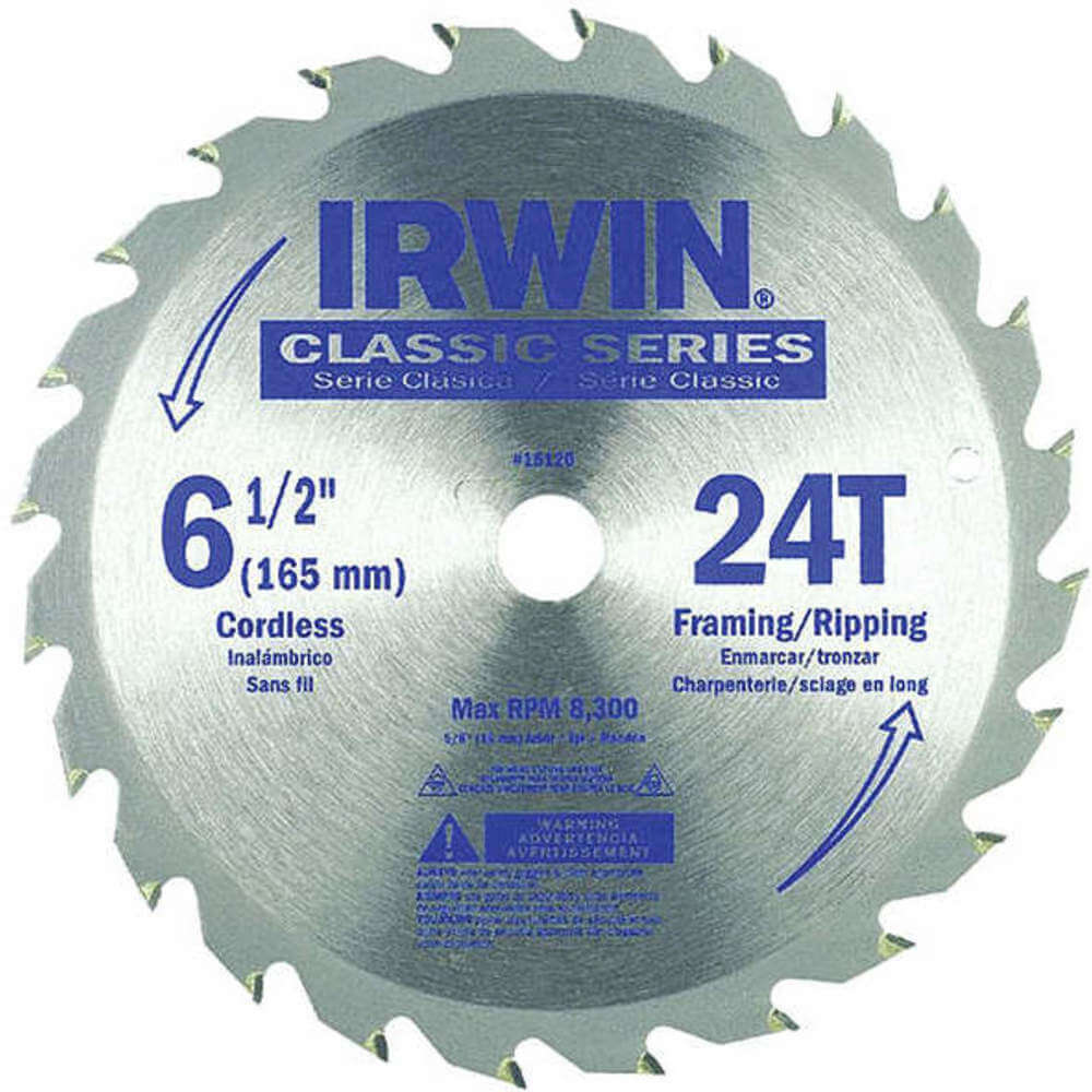 IRWIN INDUSTRIAL TOOLS 15120 Saw Blade Steel 6-1/2 Inch 24 Teeth | AF6KEZ 19TF11