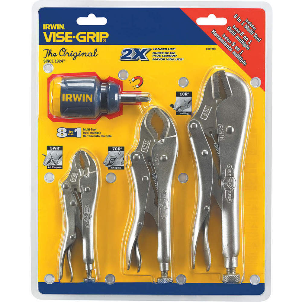 Vise Grip Set; Straight And Curved Locking Pliers, 3 Pc