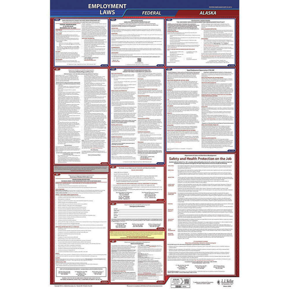 JJ KELLER 300-AK Labor Law Poster Federal and State AK ENG 40Wx26 Inch Height | AH6PZG 36EN33