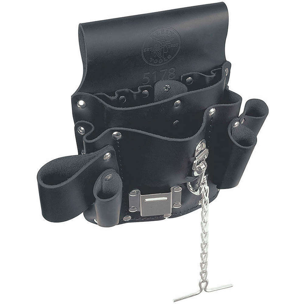 KLEIN TOOLS 5178 Tool Pouch, Leather, 8 Pockets, Thong Snap Tunne | AB9JCN 2DGH9 / 55063-8