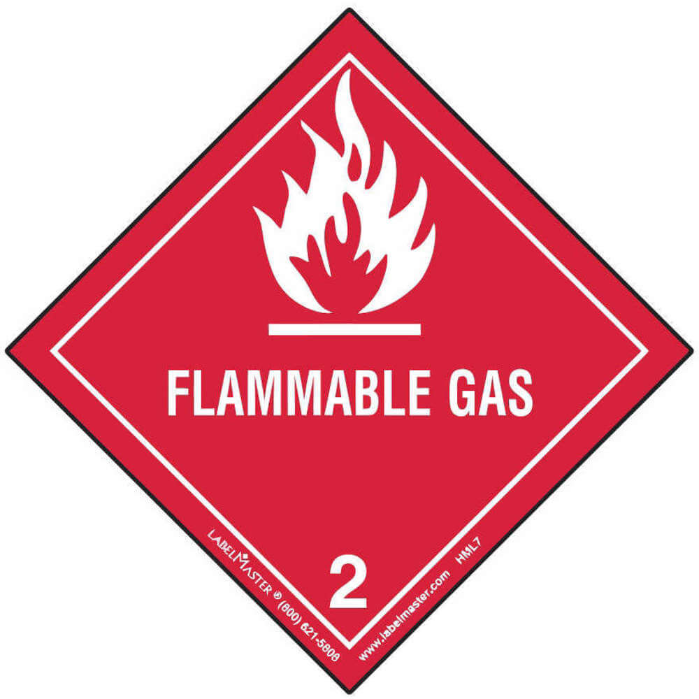 LABELMASTER HMSL70 Flammable Gas Label 100mm x 100mm Polypropylene 500 | AH6GTB 35ZK06