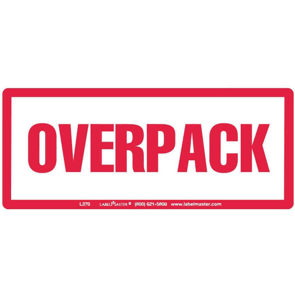 Over Pack Label 2-1/2 Inch x 6 Inch Paper 500