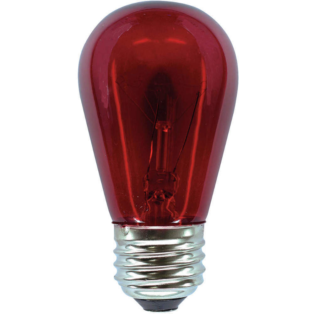 Incandescent Bulb, Medium Screw E26, S14, 130 Vac, 11 Watt, Red