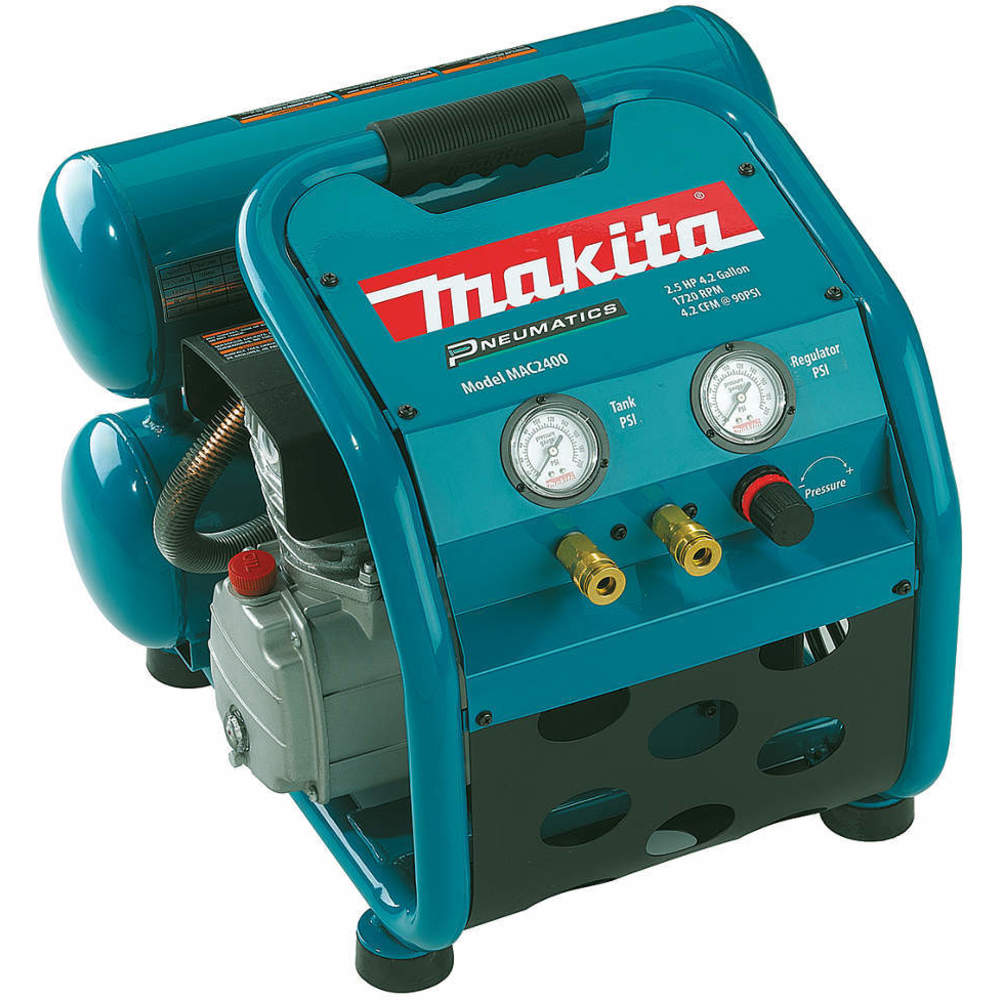 MAKITA MAC2400 Portable Air Compressor, Oil Lubricated, 4.2 Gal, Twin Stack, 2.5 Hp, 4.2 Cfm, 15 A | CT2DCU 22YJ53