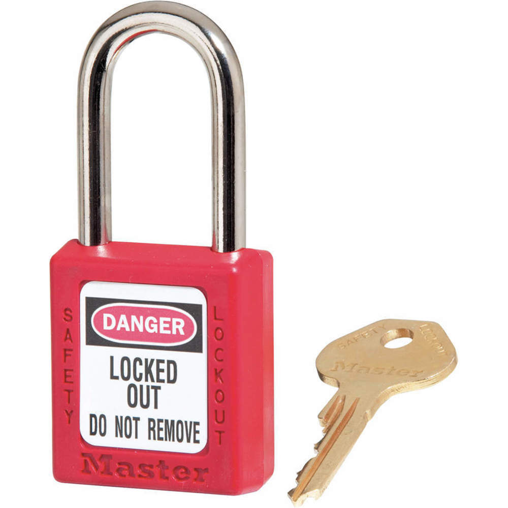 Lockout Padlock Keyed Alike Red 1/4 Inch Shackle Diameter