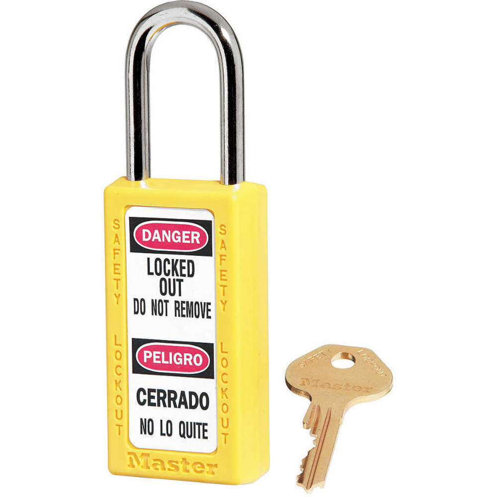 MASTER LOCK 411YLW Lockout Padlock Keyed Different Yellow 1/4 Inch Diameter | AD7LYN 4FG13