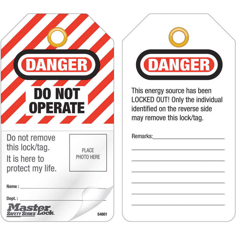 MASTER LOCK S4801 Photo ID Danger Tags PK12 | AG9GZH 20JE18