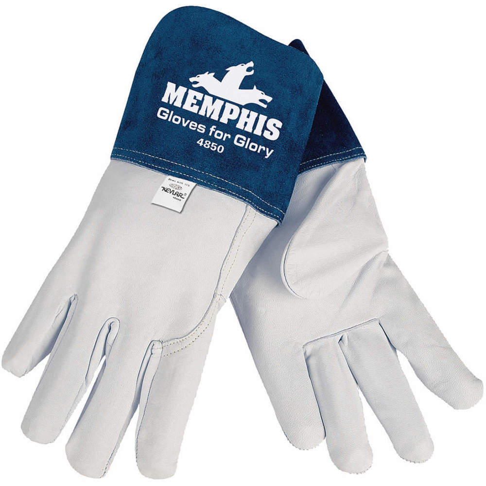 Glove Mig/tig Goatskin White/blue M Pr